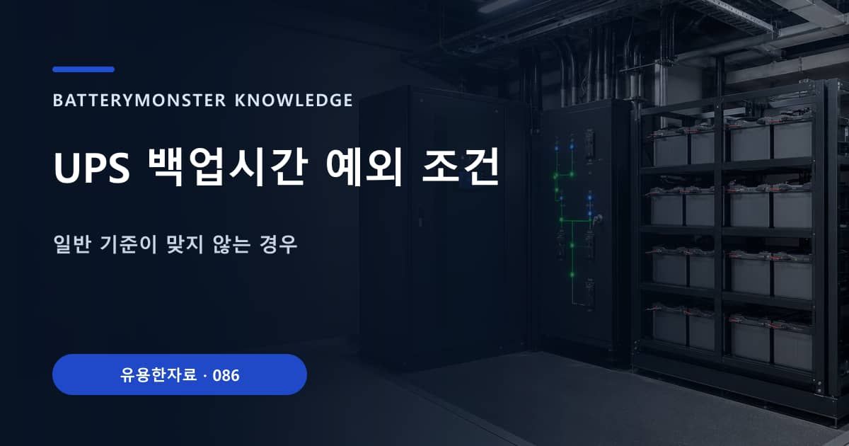 UPS 백업시간 예외 조건의 핵심 엔티티와 검색의도를 설명하는 자료 표지