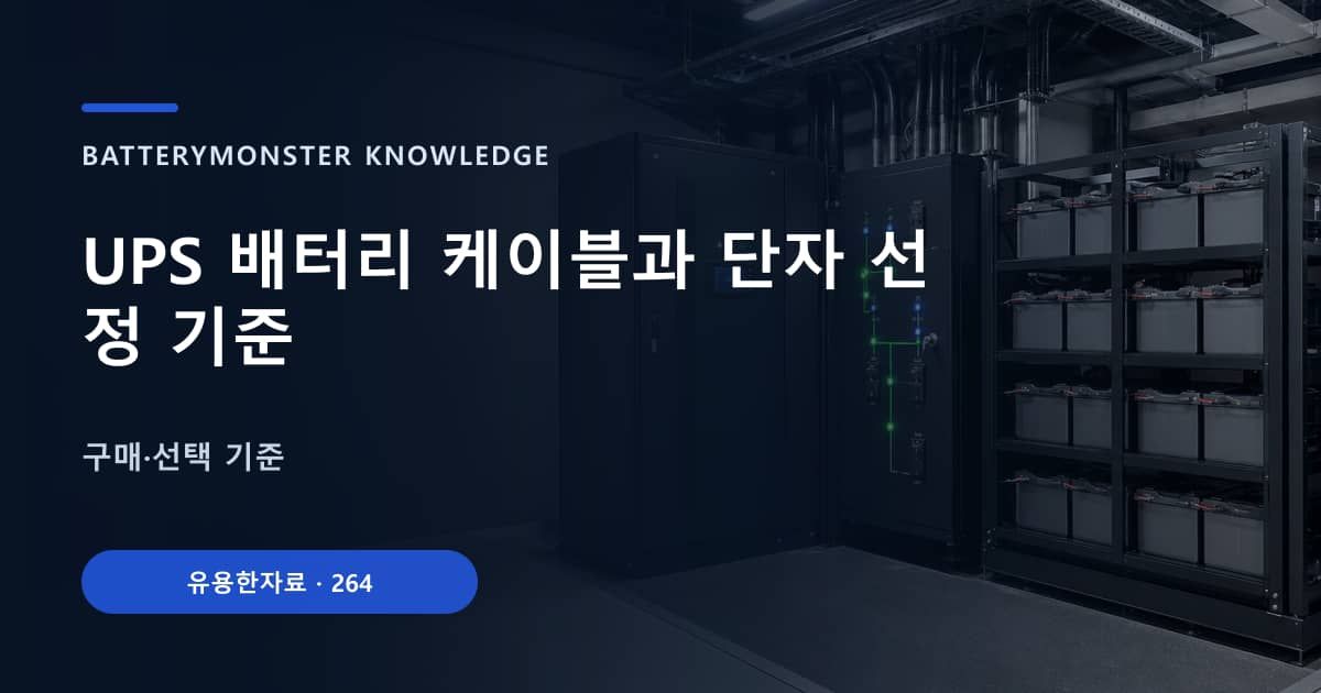 UPS 배터리 케이블과 단자 선정 기준의 핵심 엔티티와 검색의도를 설명하는 자료 표지
