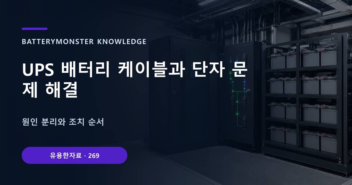 UPS 배터리 케이블과 단자 문제 해결의 핵심 엔티티와 검색의도를 설명하는 자료 표지