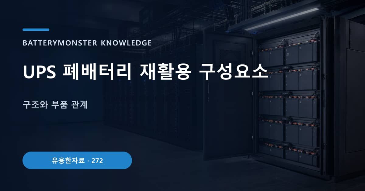 UPS 폐배터리 재활용 구성요소의 핵심 엔티티와 검색의도를 설명하는 자료 표지