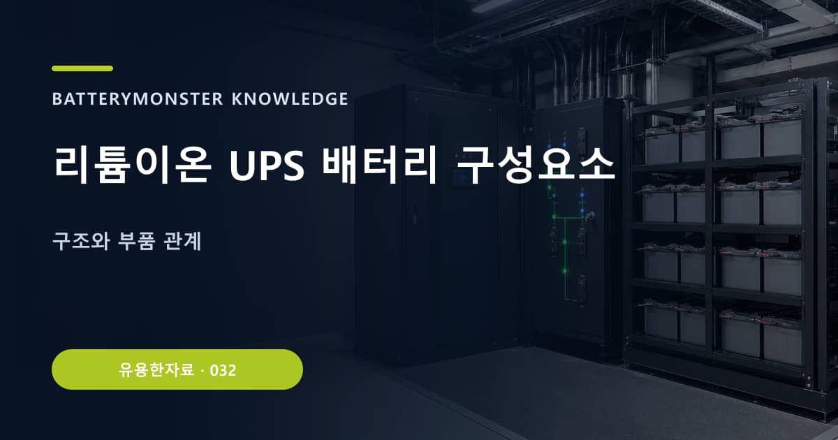 리튬이온 UPS 배터리 구성요소의 핵심 엔티티와 검색의도를 설명하는 자료 표지