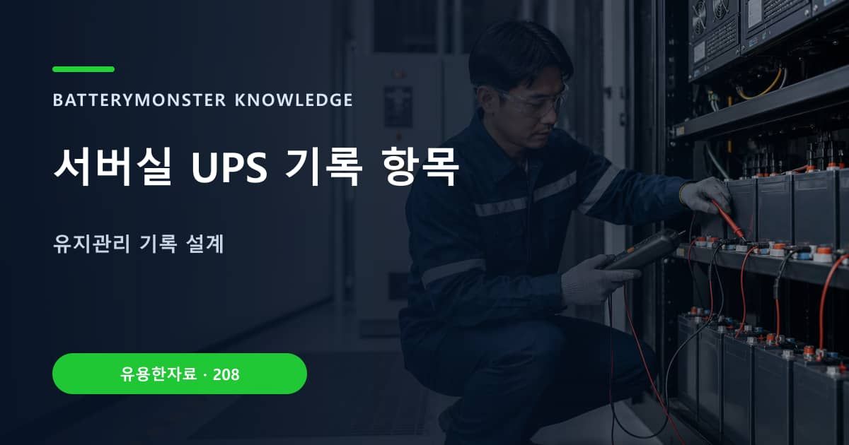 서버실 UPS 기록 항목의 핵심 엔티티와 검색의도를 설명하는 자료 표지