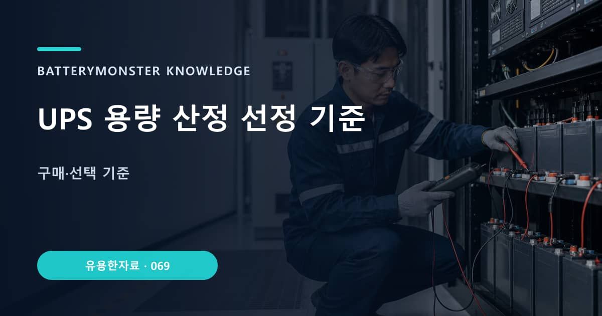 UPS 용량 산정 선정 기준의 핵심 엔티티와 검색의도를 설명하는 자료 표지