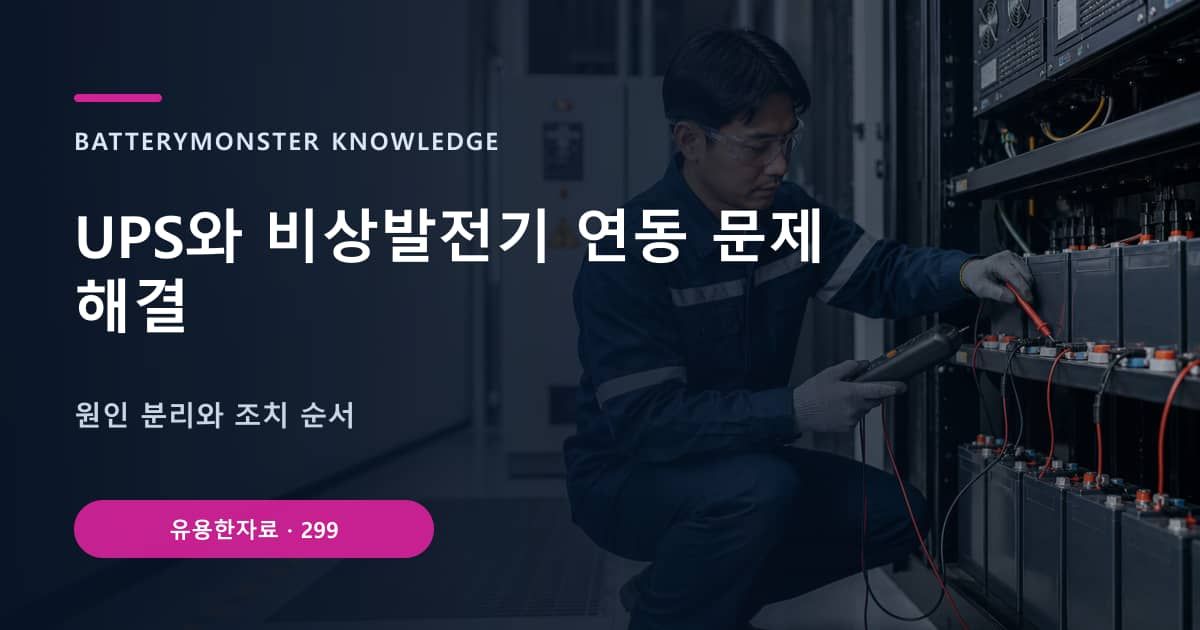 UPS와 비상발전기 연동 문제 해결의 핵심 엔티티와 검색의도를 설명하는 자료 표지