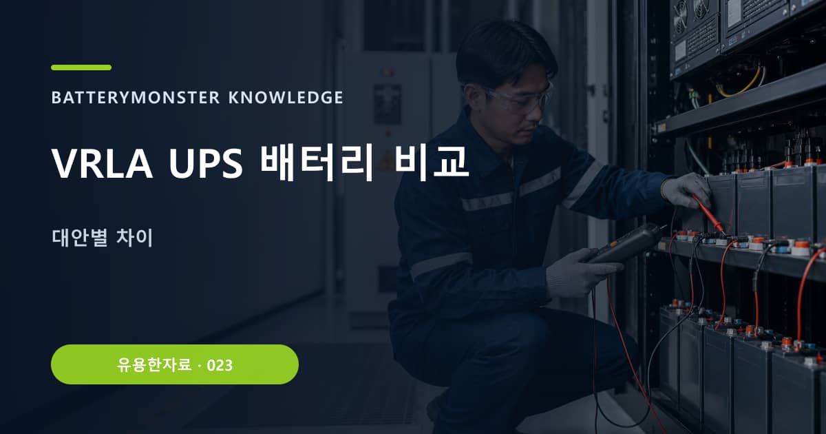 VRLA UPS 배터리 비교의 핵심 엔티티와 검색의도를 설명하는 자료 표지