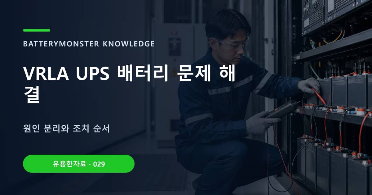 VRLA UPS 배터리 문제 해결의 핵심 엔티티와 검색의도를 설명하는 자료 표지